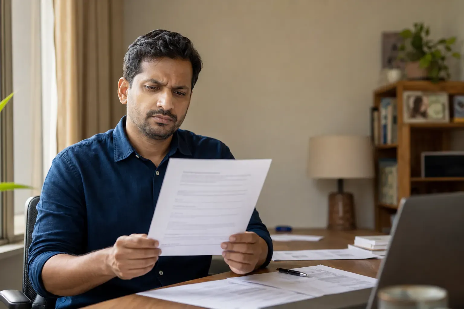 Person reviewing documents at a desk